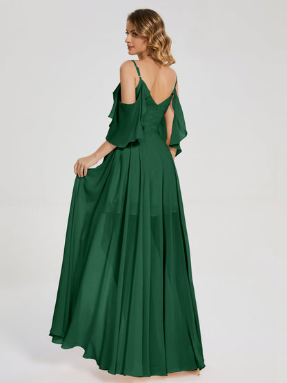 Lilah Asymmetrical Off the Shoulder Chiffon Bridesmaid Dress