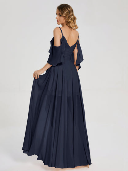 Lilah Asymmetrical Off the Shoulder Chiffon Bridesmaid Dress