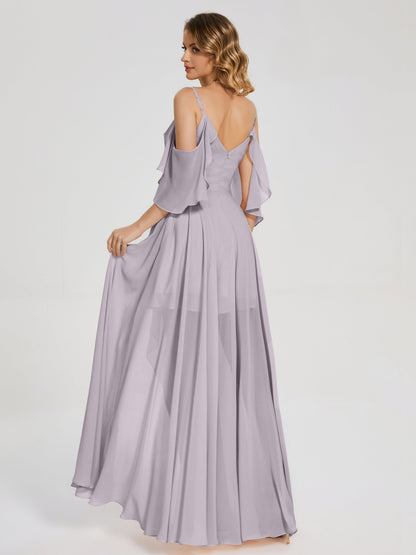 Lilah Asymmetrical Off the Shoulder Chiffon Bridesmaid Dress