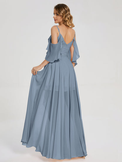 Lilah Asymmetrical Off the Shoulder Chiffon Bridesmaid Dress
