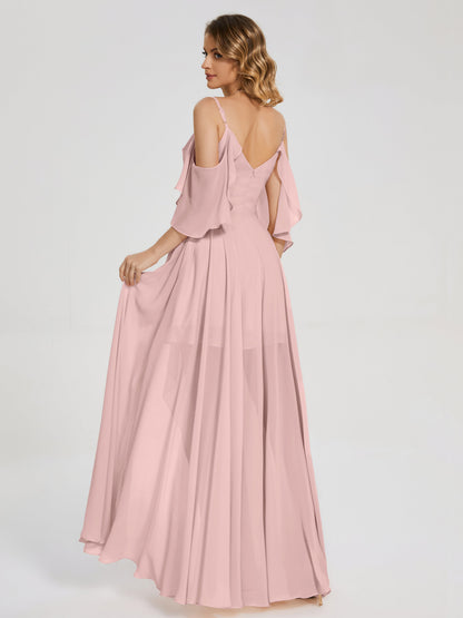 Lilah Asymmetrical Off the Shoulder Chiffon Bridesmaid Dress