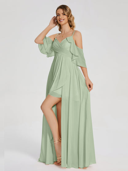 Lilah Asymmetrical Off the Shoulder Chiffon Bridesmaid Dress