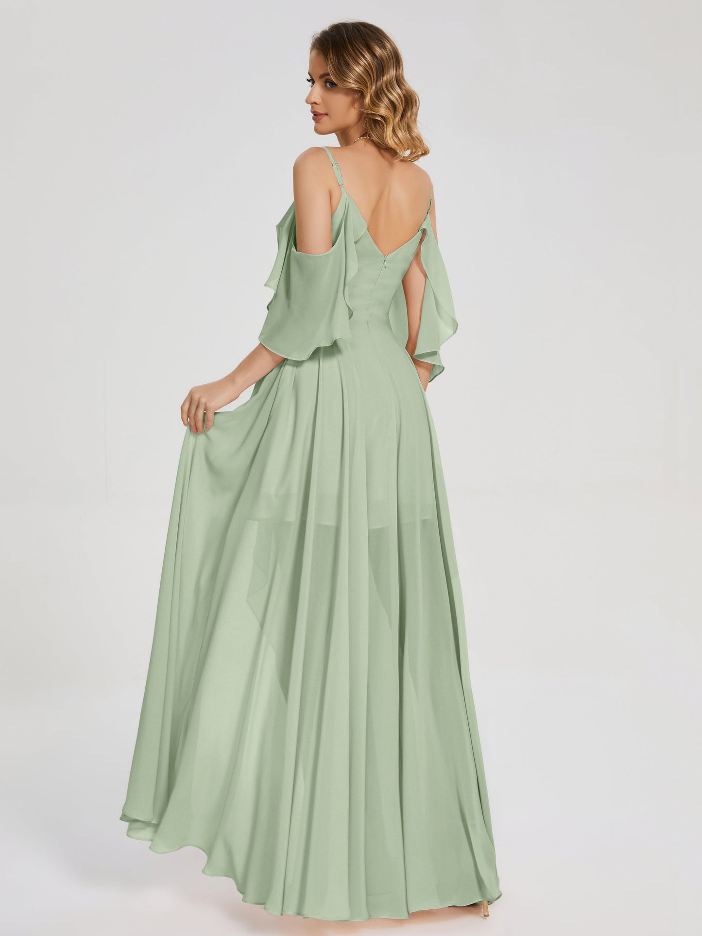 Lilah Asymmetrical Off the Shoulder Chiffon Bridesmaid Dress