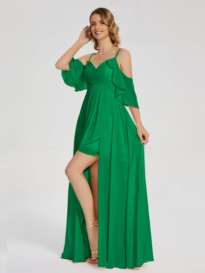 Lilah Asymmetrical Off the Shoulder Chiffon Bridesmaid Dress