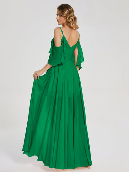 Lilah Asymmetrical Off the Shoulder Chiffon Bridesmaid Dress