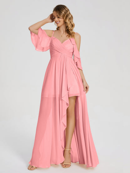 Lilah Asymmetrical Off the Shoulder Chiffon Bridesmaid Dress