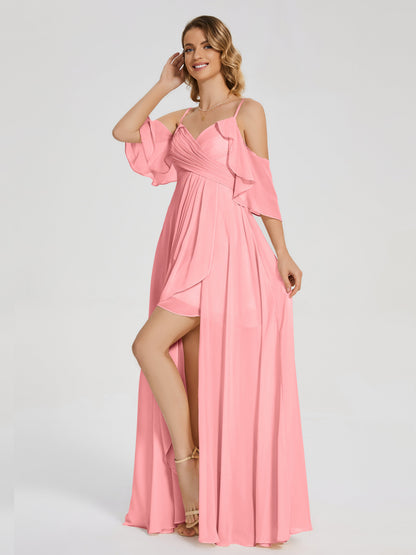 Lilah Asymmetrical Off the Shoulder Chiffon Bridesmaid Dress