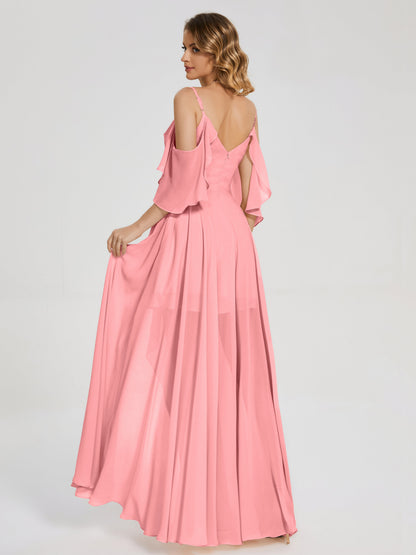Lilah Asymmetrical Off the Shoulder Chiffon Bridesmaid Dress
