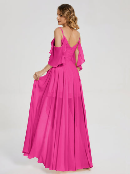 Lilah Asymmetrical Off the Shoulder Chiffon Bridesmaid Dress