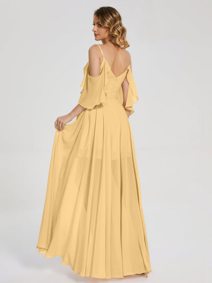 Lilah Asymmetrical Off the Shoulder Chiffon Bridesmaid Dress