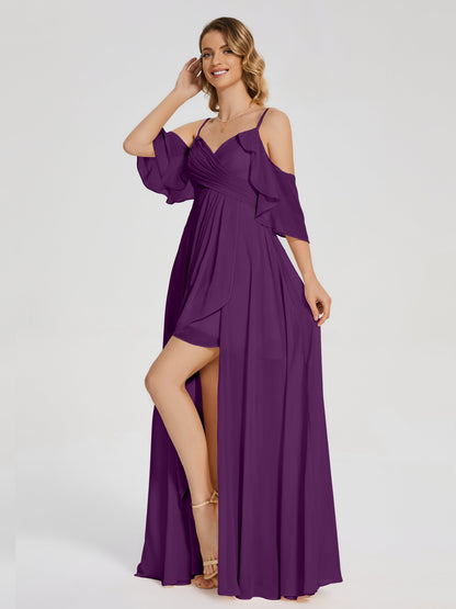 Lilah Asymmetrical Off the Shoulder Chiffon Bridesmaid Dress