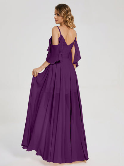 Lilah Asymmetrical Off the Shoulder Chiffon Bridesmaid Dress