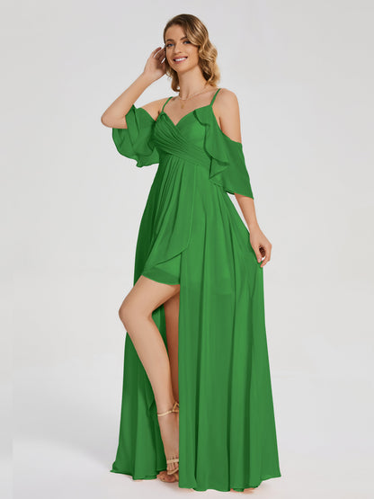 Lilah Asymmetrical Off the Shoulder Chiffon Bridesmaid Dress
