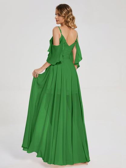 Lilah Asymmetrical Off the Shoulder Chiffon Bridesmaid Dress