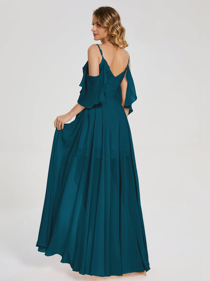 Lilah Asymmetrical Off the Shoulder Chiffon Bridesmaid Dress