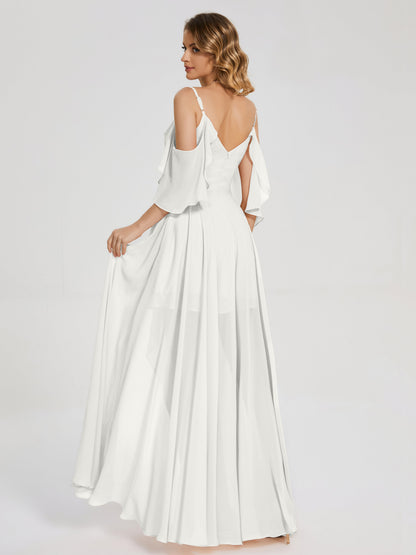 Lilah Asymmetrical Off the Shoulder Chiffon Bridesmaid Dress