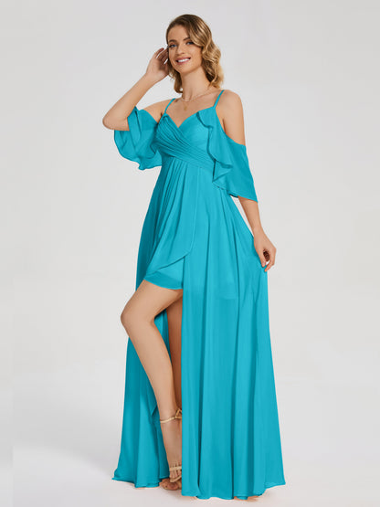 Lilah Asymmetrical Off the Shoulder Chiffon Bridesmaid Dress