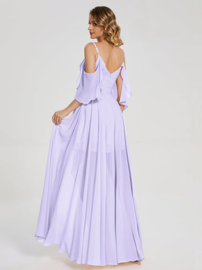 Lilah Asymmetrical Off the Shoulder Chiffon Bridesmaid Dress