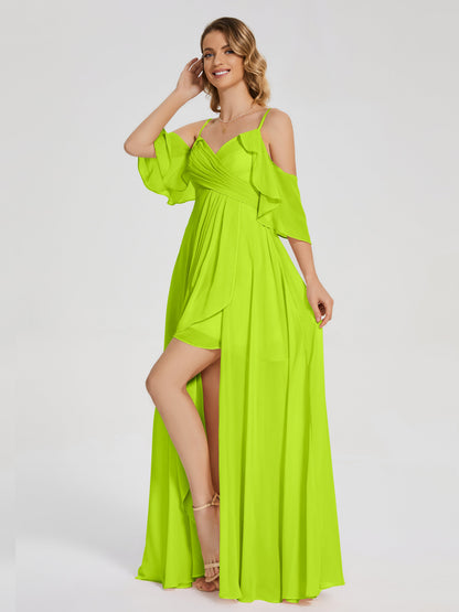 Lilah Asymmetrical Off the Shoulder Chiffon Bridesmaid Dress