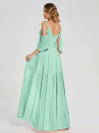 Lilah Asymmetrical Off the Shoulder Chiffon Bridesmaid Dress