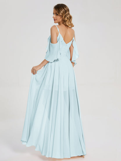 Lilah Asymmetrical Off the Shoulder Chiffon Bridesmaid Dress