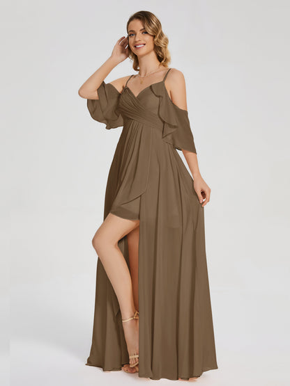 Lilah Asymmetrical Off the Shoulder Chiffon Bridesmaid Dress