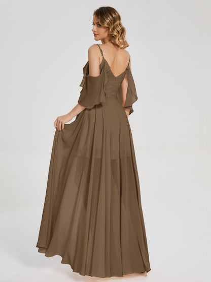 Lilah Asymmetrical Off the Shoulder Chiffon Bridesmaid Dress