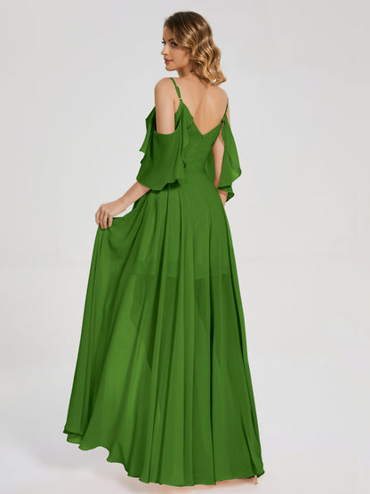 Lilah Asymmetrical Off the Shoulder Chiffon Bridesmaid Dress