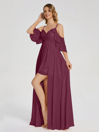 Lilah Asymmetrical Off the Shoulder Chiffon Bridesmaid Dress