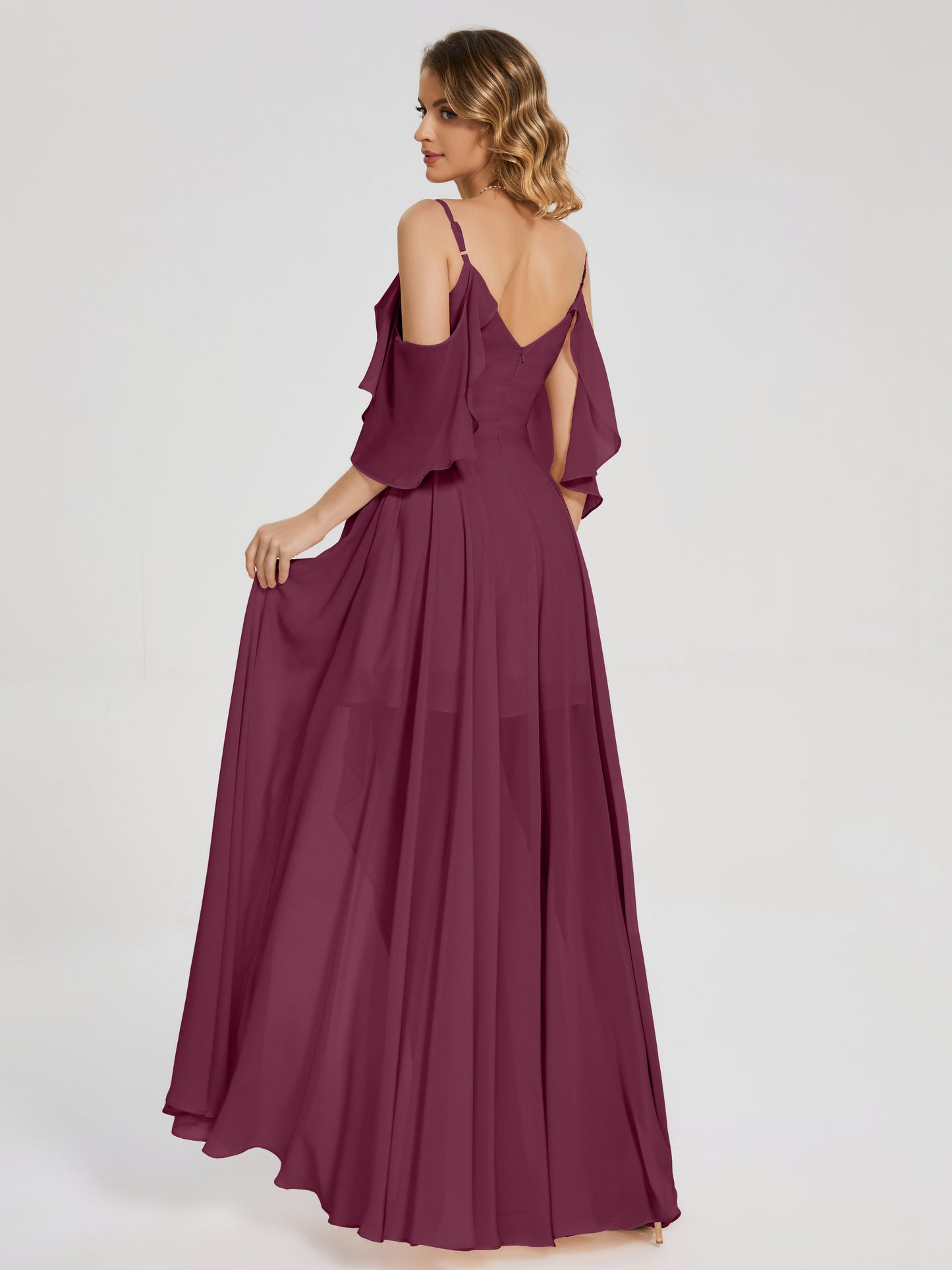 Lilah Asymmetrical Off the Shoulder Chiffon Bridesmaid Dress