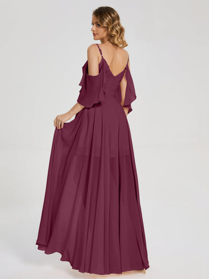 Lilah Asymmetrical Off the Shoulder Chiffon Bridesmaid Dress