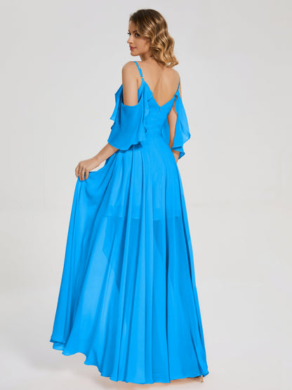 Lilah Asymmetrical Off the Shoulder Chiffon Bridesmaid Dress