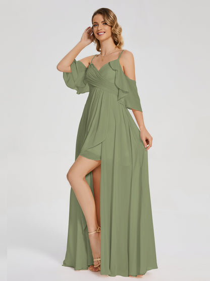 Lilah Asymmetrical Off the Shoulder Chiffon Bridesmaid Dress