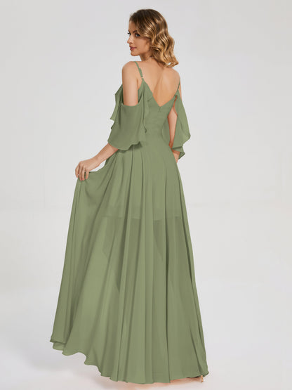 Lilah Asymmetrical Off the Shoulder Chiffon Bridesmaid Dress