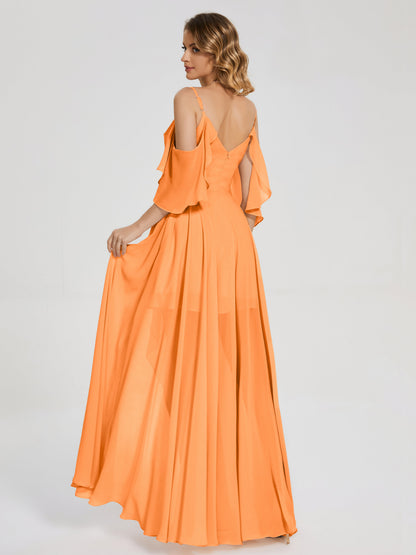 Lilah Asymmetrical Off the Shoulder Chiffon Bridesmaid Dress