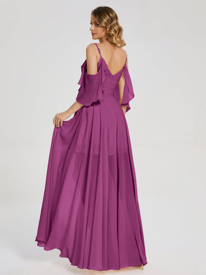 Lilah Asymmetrical Off the Shoulder Chiffon Bridesmaid Dress