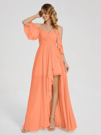 Lilah Asymmetrical Off the Shoulder Chiffon Bridesmaid Dress