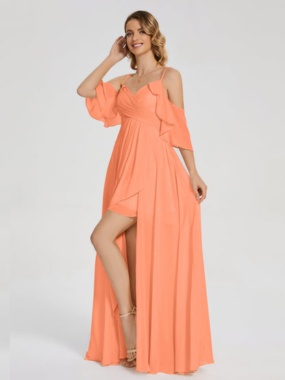 Lilah Asymmetrical Off the Shoulder Chiffon Bridesmaid Dress