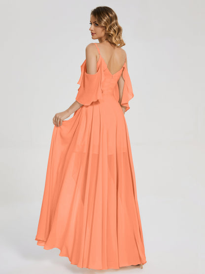 Lilah Asymmetrical Off the Shoulder Chiffon Bridesmaid Dress