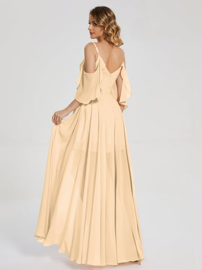 Lilah Asymmetrical Off the Shoulder Chiffon Bridesmaid Dress