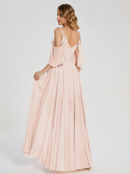 Lilah Asymmetrical Off the Shoulder Chiffon Bridesmaid Dress