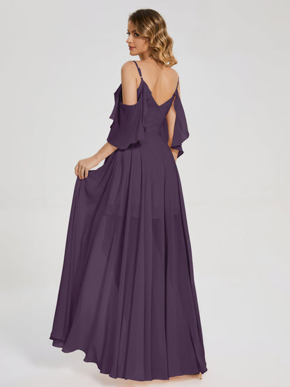 Lilah Asymmetrical Off the Shoulder Chiffon Bridesmaid Dress