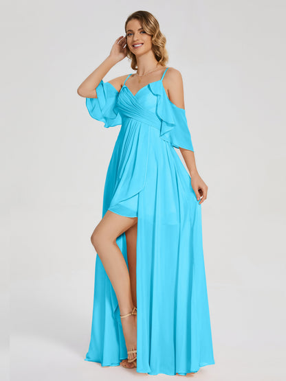 Lilah Asymmetrical Off the Shoulder Chiffon Bridesmaid Dress