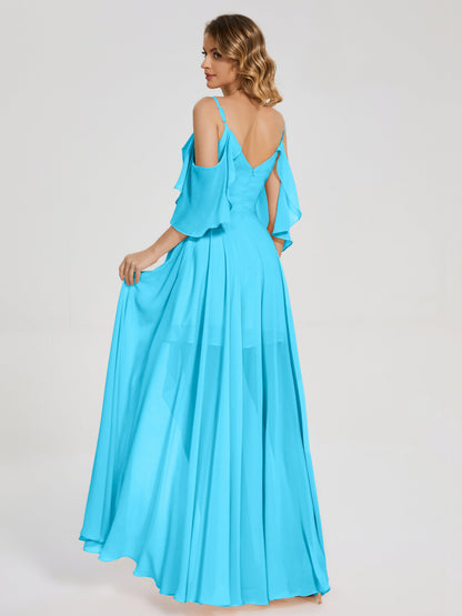 Lilah Asymmetrical Off the Shoulder Chiffon Bridesmaid Dress