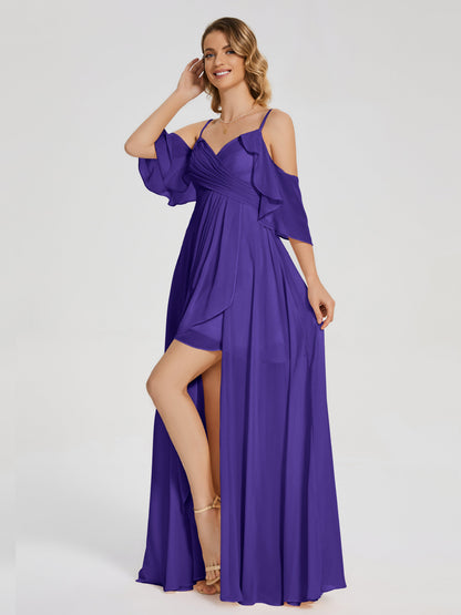 Lilah Asymmetrical Off the Shoulder Chiffon Bridesmaid Dress