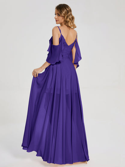 Lilah Asymmetrical Off the Shoulder Chiffon Bridesmaid Dress