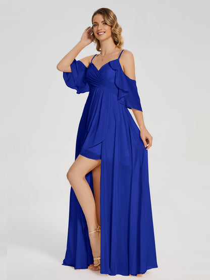 Lilah Asymmetrical Off the Shoulder Chiffon Bridesmaid Dress