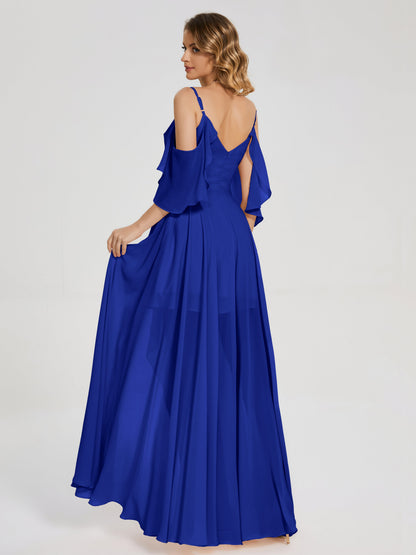 Lilah Asymmetrical Off the Shoulder Chiffon Bridesmaid Dress