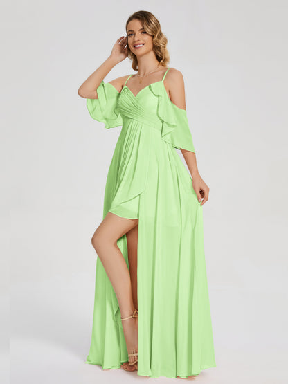 Lilah Asymmetrical Off the Shoulder Chiffon Bridesmaid Dress
