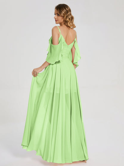 Lilah Asymmetrical Off the Shoulder Chiffon Bridesmaid Dress